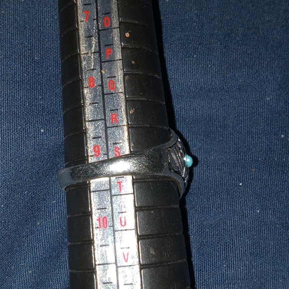 BLOWOUT PRICING Silverplated And Green Turquoise Colored Stone Ring SZ 9 - Picture 5 of 6